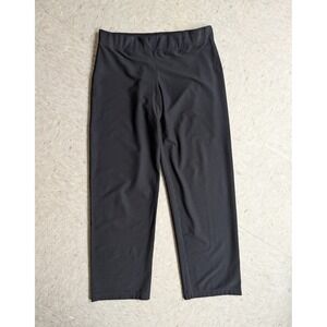 Eileen Fisher Black Washable Stretch Crepe Straight Leg Elastic Waist Pant